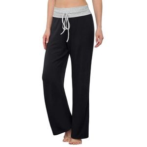 Longyuan Black Lounge Sleep Pants with Gray Waistband